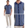 INSPIRE CHIC Men's Striped Knitted Summer Short Sleeves Button Down Jacquard Polo Shirts - 4 of 4