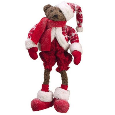 Allstate Floral 17" Brown Bear with Knit Suit Christmas Tabletop Figurine