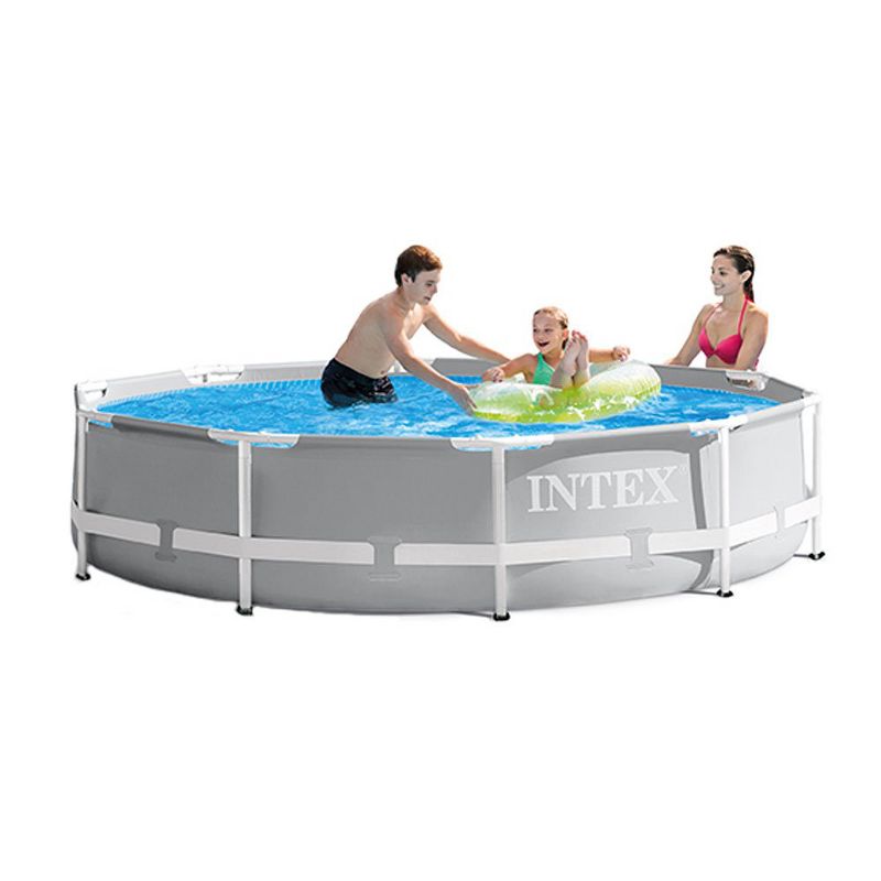 INTEX 10ft x 30in Prism Metal Frame Above Ground Swimming Pool with Filter Pump and Cleaning Maintenance Kit with Vacuum, Skimmer and Pole 26701EH, 3 of 7