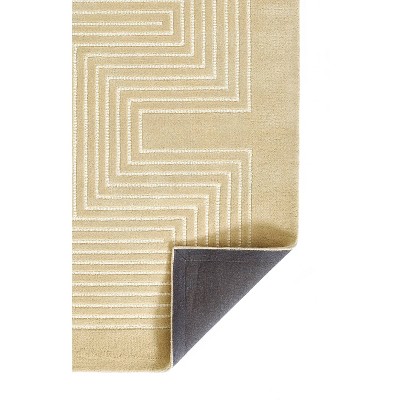 Momeni 5'x8' Simba Geometric Handtufted Area Rug Beige: Wool, Medium Pile, Abstract Pattern, Indoor Use