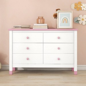 Storage Dresser Wood Storage Cabinets Easy Installation Drawer Cabinet With 6 Drawers Storage Cabinet - 1 of 4