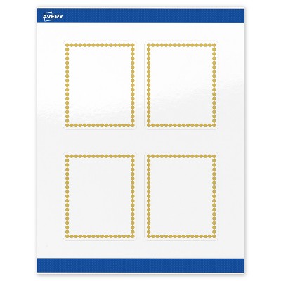 Avery Printable Rectangle Labels, Gold Beads, 4" x 3-1/3", Glossy White Rectangle Labels, Permanent, Laser/Inkjet, 40ct, Great for Product Labels