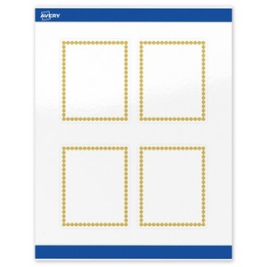 Avery Printable Rectangle Labels, Gold Beads, 4" x 3-1/3", Glossy White Rectangle Labels, Permanent, Laser/Inkjet, 40ct, Great for Product Labels - 1 of 4