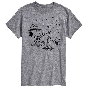 Men's - Peanuts - Snoopy and Woodstock Campfire S'mores Short Sleeve Graphic T-Shirt - 1 of 4
