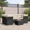 vidaXL 7 Piece Patio Sofa Set with Cushions - Black Poly Rattan - 2 of 4