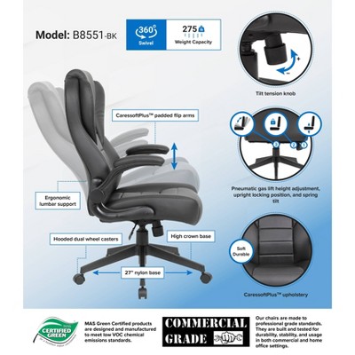Elegant High Back Black LeatherPlus Executive Swivel Chair