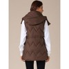 INSPIRE CHIC Women's Winter Hooded Zip Up Mid Long Sleeveless Quilted Padded Vest Coat - 4 of 4