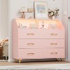 Lighted Chest of Drawer, Modern Black 6 Drawer Dresser with Charging Station, Open Shelf, Large Drawer Cabinet for Living Room, Bedroom - 3 of 4