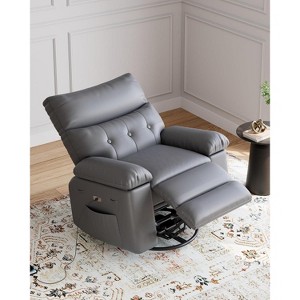 Electric Power Recliner Chair - PU Leather Swivel Rocker with Massage & Heat, 270° Rotation, Side Pocket & Remote Control, for Living Room - 1 of 4