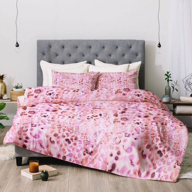 Queen/Full Schatzi Brown Jungle Cat Comforter Set Pink - Deny Designs, 3 of 8