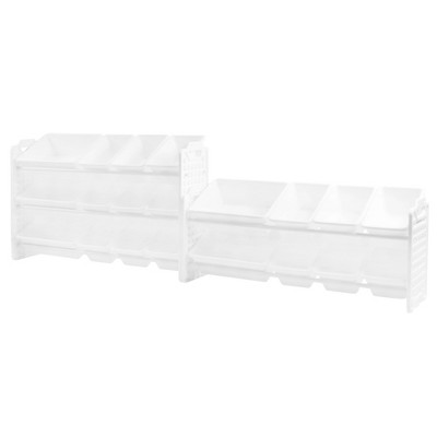 White Plastic 5-Tier Stackable Toy Storage Organizer with 20 Bins