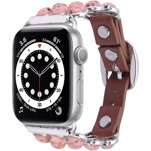 Worryfree Gadgets Leather & Metal Band for Apple Watch 38/40/41mm, 42/44/45mm iWatch Band Series 8 7 6 SE 5 4 3 2 1 - 1 of 4
