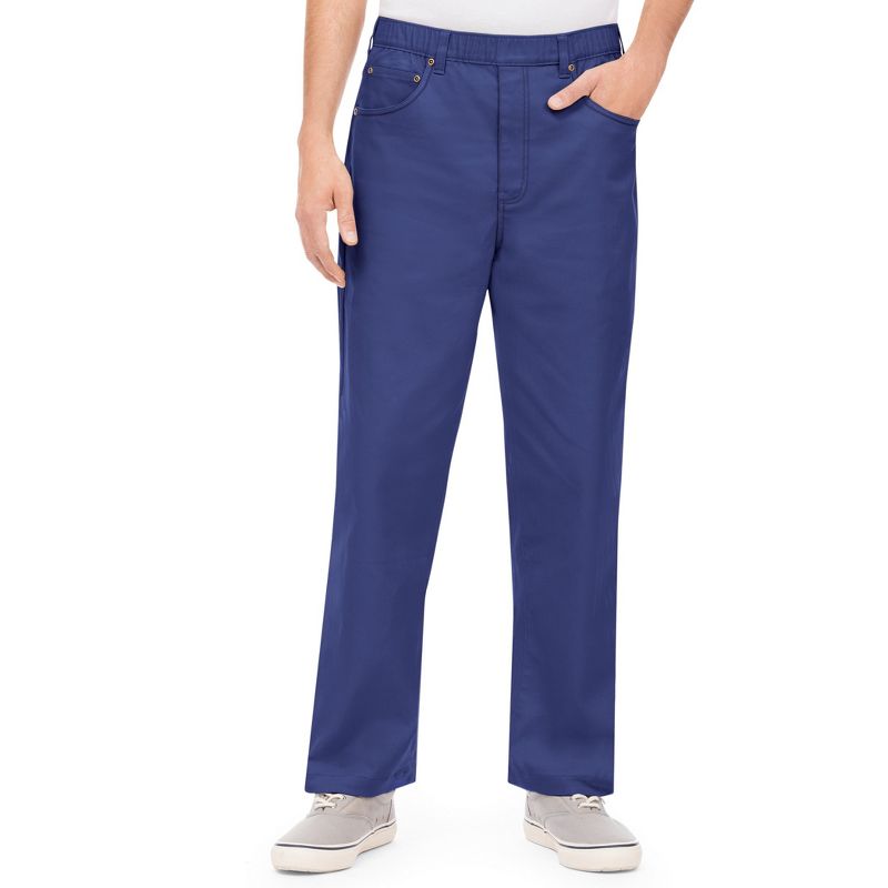 Collections Etc Men's Pull-On Elasticized Waist Twill Pants, 1 of 5