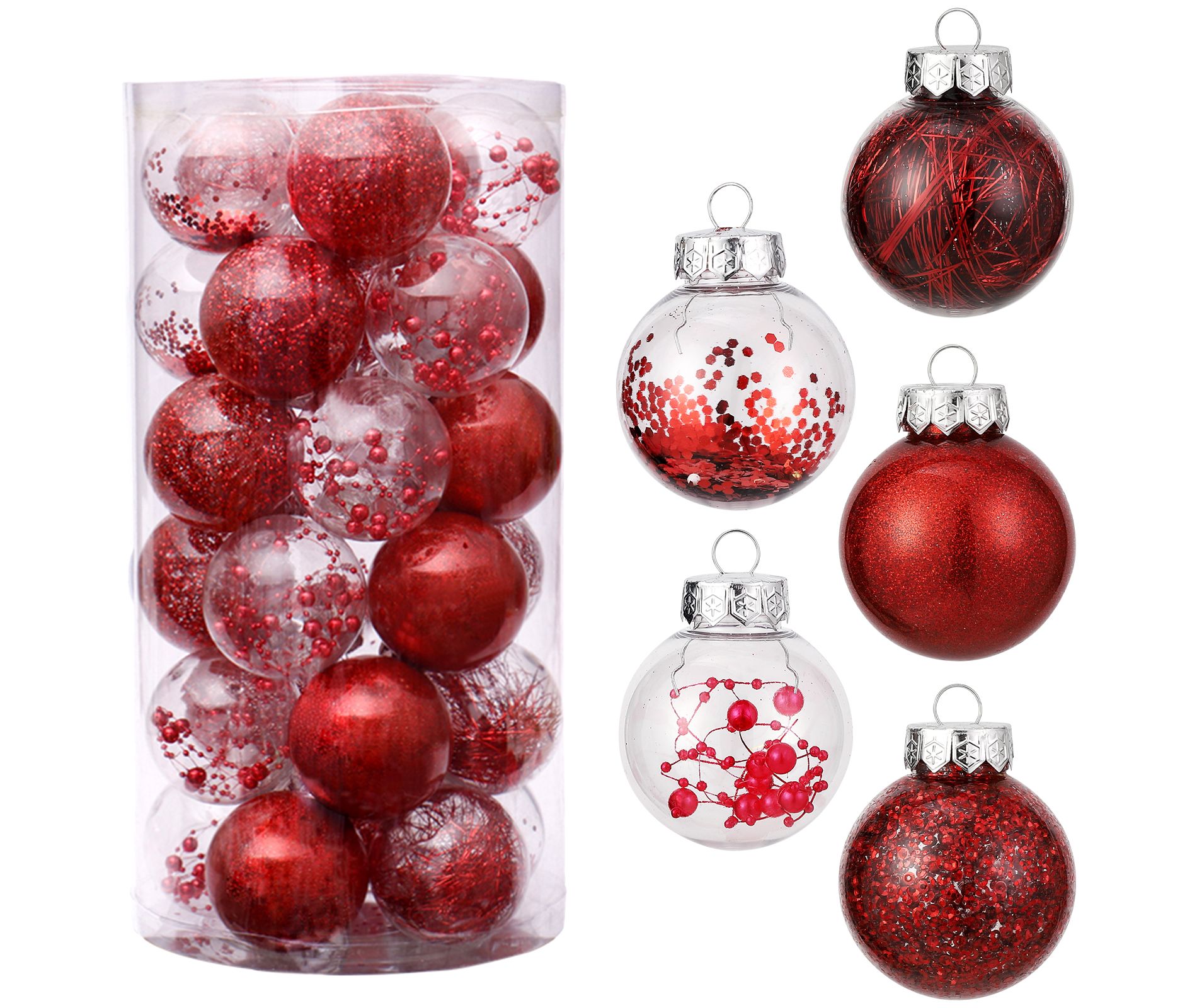 30Pcs Christmas Balls Ornaments Set, Shatterproof Christmas Tree Decorations Hanging Baubles for Holiday Wedding Party, 2.36 Inch