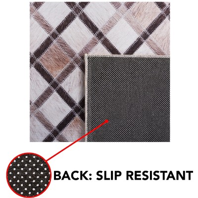 Beige and Brown Faux Fur Rectangular Washable Rug 6' x 9'