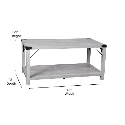 Aspen Gray Modern Farmhouse 2-Tier Rectangular Coffee Table