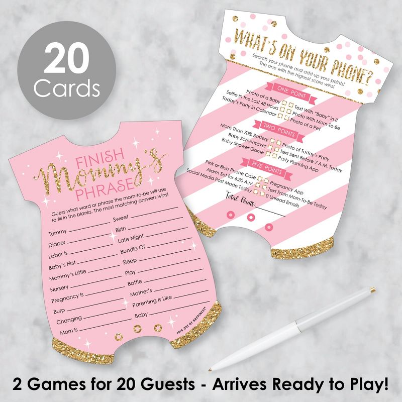 Big Dot of Happiness Little Princess Crown - 2-in-1 Pink and Gold Princess Baby Shower Cards - Activity Duo Games - Set of 20, 2 of 9