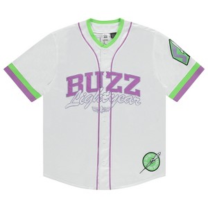 Disney Toy Story Men's Baseball Jersey - Mens Classic Buzz Lightyear Mesh Button Down Baseball Jersey Toy Story Fashion Shirt - 1 of 4