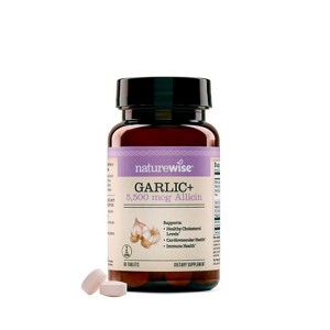 NatureWise Garlic Extract 5,500 mcg Allicin Supplement - Healthy Cholesterol & Blood Pressure Formula + Vitamins B & C - Gluten-Free - 1 of 4