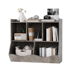 3-Tier Kids Bookshelf & Toy Storage Organizer - 5 Cubby Cabinet, Small Bookcase for Bedroom, Playroom, School, Living Room, Nursery Storage Shelf - 1 of 4