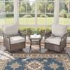 POCASSY High Back Outdoor Swivel Rocker Set of 2, Brown Wicker Furniture Swivel Chair with 5-Inch Wide Armrest and Thick Cushion for Porch - 2 of 4