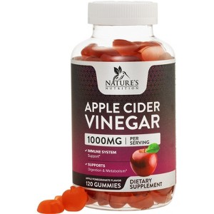 Nature's Nutrition Apple Vinegar Gummy for Weight Loss 1000mg - Vegan Apple Cider Vinegar Gummies for Detox & Cleanse, ACV - 120 Gummies - 1 of 4