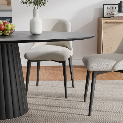 Cone Wide Strip With Convex Wood Color, Oval Dining Table With Slanted Edges At The Bottom(Cone Base).