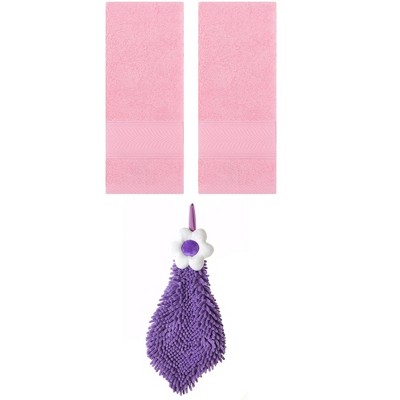 REGALWOVEN 3 Pcs Soft Absorbent Hand Towel Bathroom Decorative Set