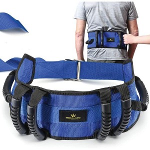 Transfer Belt with 6 Handles Gait Belt with Release Metal Buckle 56'' Long Holds Up 500 LBS - MedicalKingUsa - 1 of 4