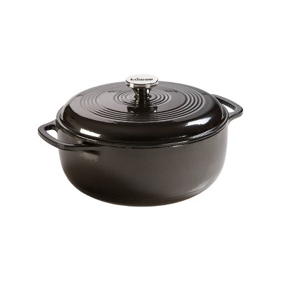 Lodge 6qt Cast Iron Enamel Dutch Oven Midnight Chrome: Enameled Cookware, Oven-Safe Handle, Induction Compatible