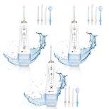 Dartwood Dental Cordless Oral Irrigator Water Flosser - Teeth Cleaning Kit - with Four Dental Tips and 10 Ounce Tank (3 Pack, White)