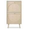 2 Drawers Shoe Cabinet Rattan Shoe Rack Shoe Storage Cupboard Organizer Unit - 4 of 4