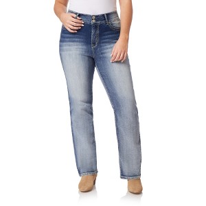 WallFlower Women's Plus Size Luscious Curvy Bootcut Mid-Rise Insta Stretch Juniors Jeans - 1 of 4