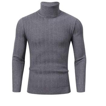Mens Turtleneck Sweaters Long Sleeve Slim Fit Ribbed Knit Thermal Pullover Sweater