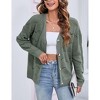 Coolmee Women's Cable Knit Cardigan Sweaters Chunky Button Up Long Sleeve Crew Neck Warm Loose Sweater Coats - 4 of 4