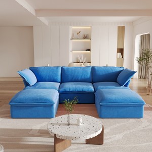 Sectional Couches for LivingRoom,162.98" U Shaped Cloud Modular Sectional Sofa with Storage Ottomans,Covers Removable& Replaceable - 1 of 4