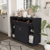 Veritte Contemporary 9 Bottle Buffet Black - miBasics: Kitchen Hutch, Fixed Shelves, MDF Frame - 2 of 4