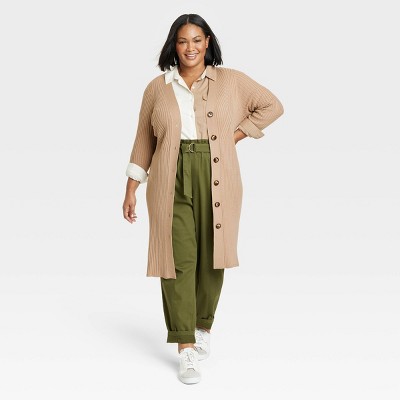 Women's Ribbed Duster Cardigan, Women's Tops