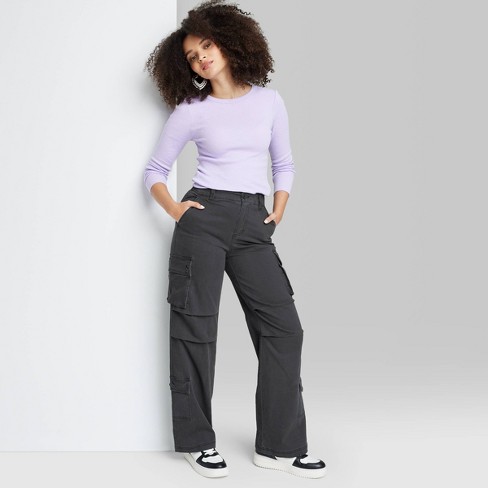 Black high clearance waisted cargo pants