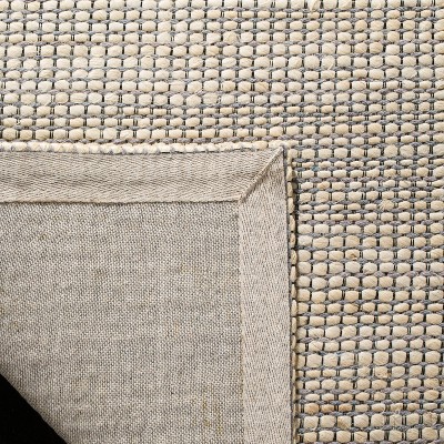 Elegant Ivory 6' x 6' Square Hand-Woven Wool & Viscose Area Rug