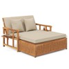 Costway Outdoor Wooden Daybed with 4-Level Backrest & Removable Cushions for Poolside - 2 of 4
