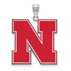 Black Bow Jewelry Sterling Silver Nebraska Cornhuskers NCAA Extra Large Pendant - 1 of 3