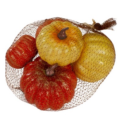 Set of 5 Assorted Color Plastic Fall Pumpkins Bauble