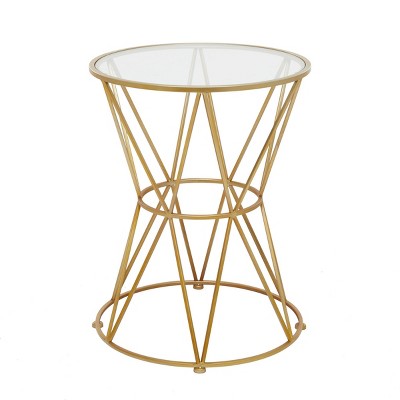 Contemporary Iron Geometric Pattern Accent Table Gold - Olivia & May