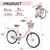 YONWAY 24 Inch Single Speed Folding Lady Bike , Durable Steel Frame Cruiser Bike,with Dual Brakes,Basket & Rear Rack  for Commuting - 2 of 4
