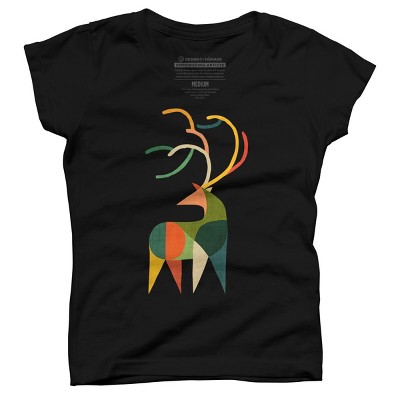 Girl's Design By Humans Geometric deer By radiomode T-Shirt