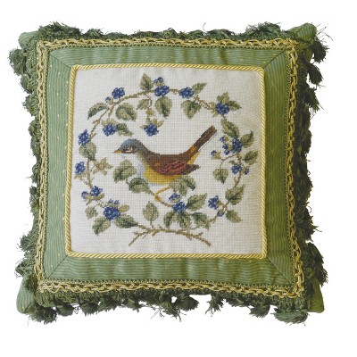 C&F Home 16" x 16" Bird In Blackberry Petit Point Pillow