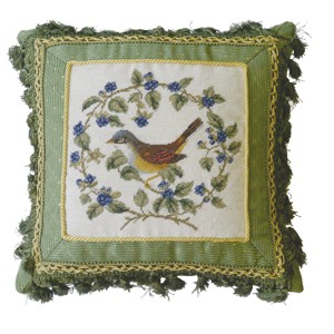 C&F Home 16" x 16" Bird In Blackberry Petit Point Pillow - 1 of 1