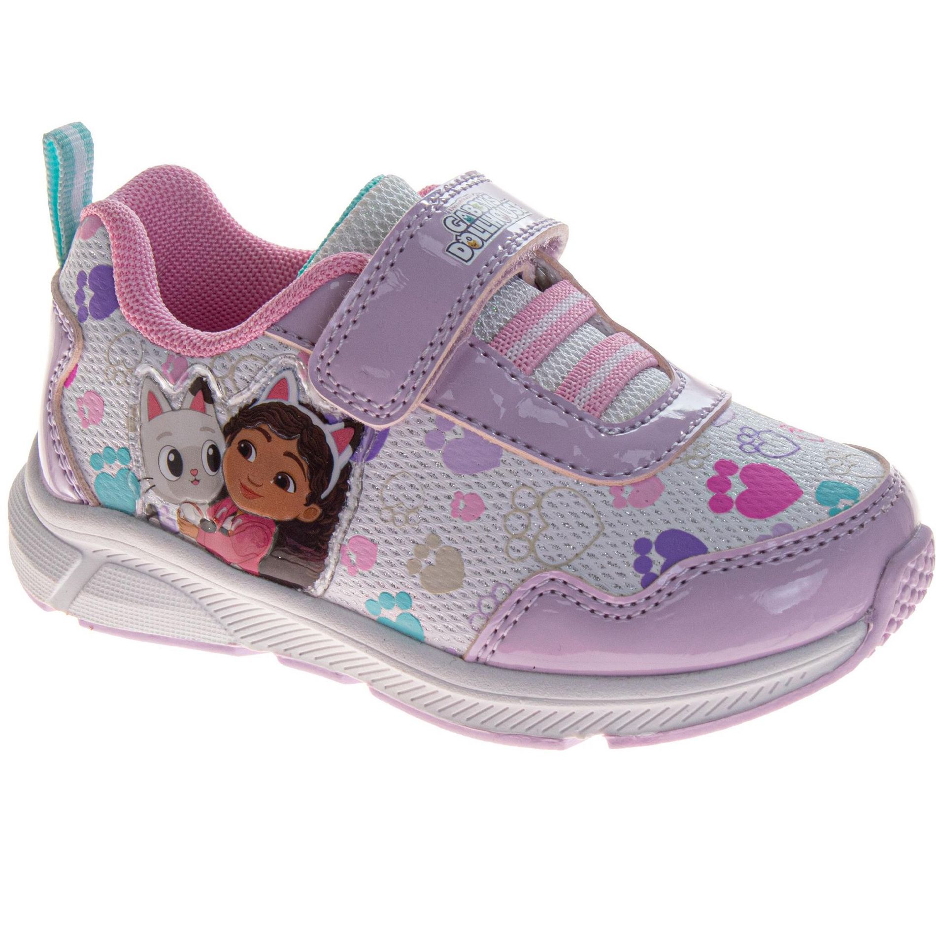 Gabby's Dollhouse Girls' Light-Up Sneakers, Hook and Loop Athletic Running Shoes for School, Play, and Everyday Wear (Toddler/Little Kid)
