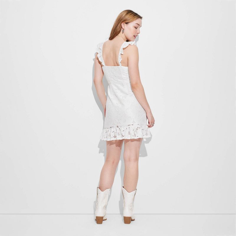 Women's Flutter Sleeve Lace Slip Dress - Wild Fable™ White, 4 of 6